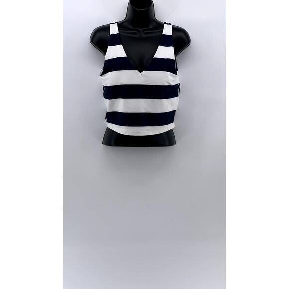 Z SUPPLY Women's Blue-White V-Neck Sleeveless Striped Longline Active Tank SZ M - Picture 1 of 11